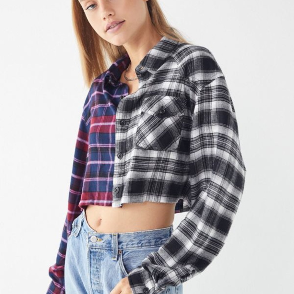 Urban Outfitters Distressed Cropped Flannel